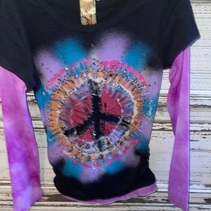 Brand new spoiled sequin peace sign long sleeve size m girls so fine